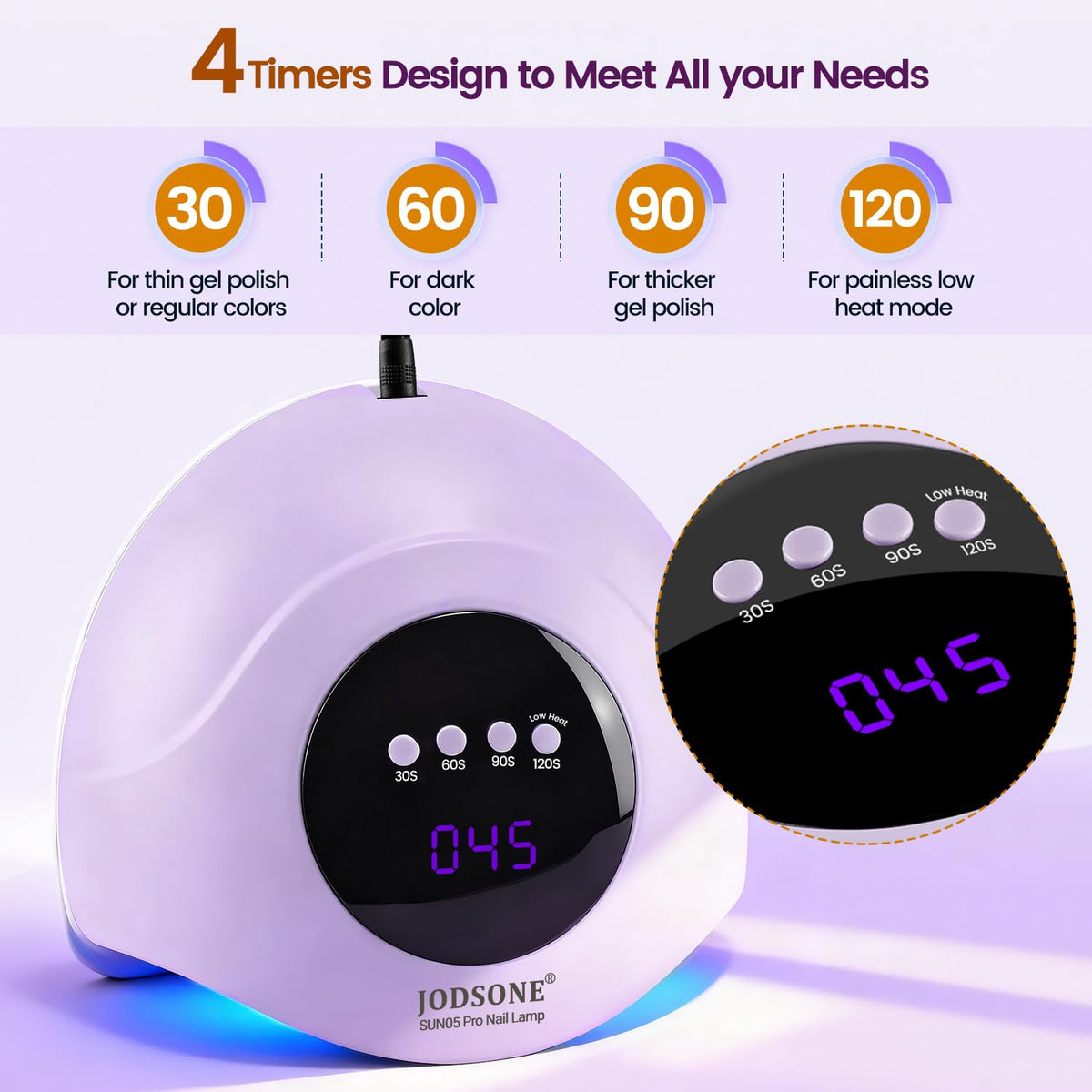 JODSONE UV LED Nail Dryer showing LCD display and timer settings