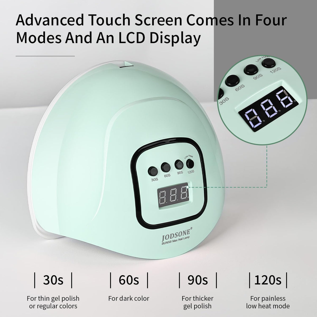 JODSONE UV LED Nail Lamp light green side view