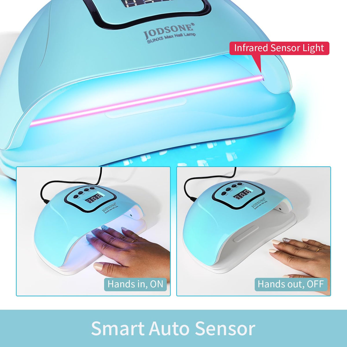 JODSONE UV LED Nail Lamp side view showcasing compact size