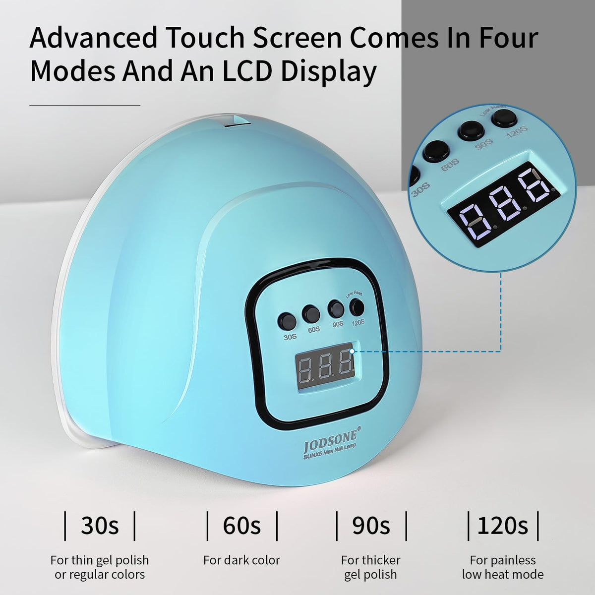 JODSONE UV LED Nail Lamp with hands inside showing smart auto sensor