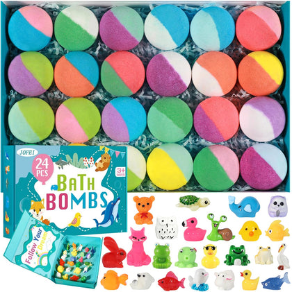 JOFEI bath bombs for kids 24 pack with colourful designs