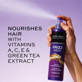 John Frieda Frizz Ease Leave-In Conditioner back view with ingredient list