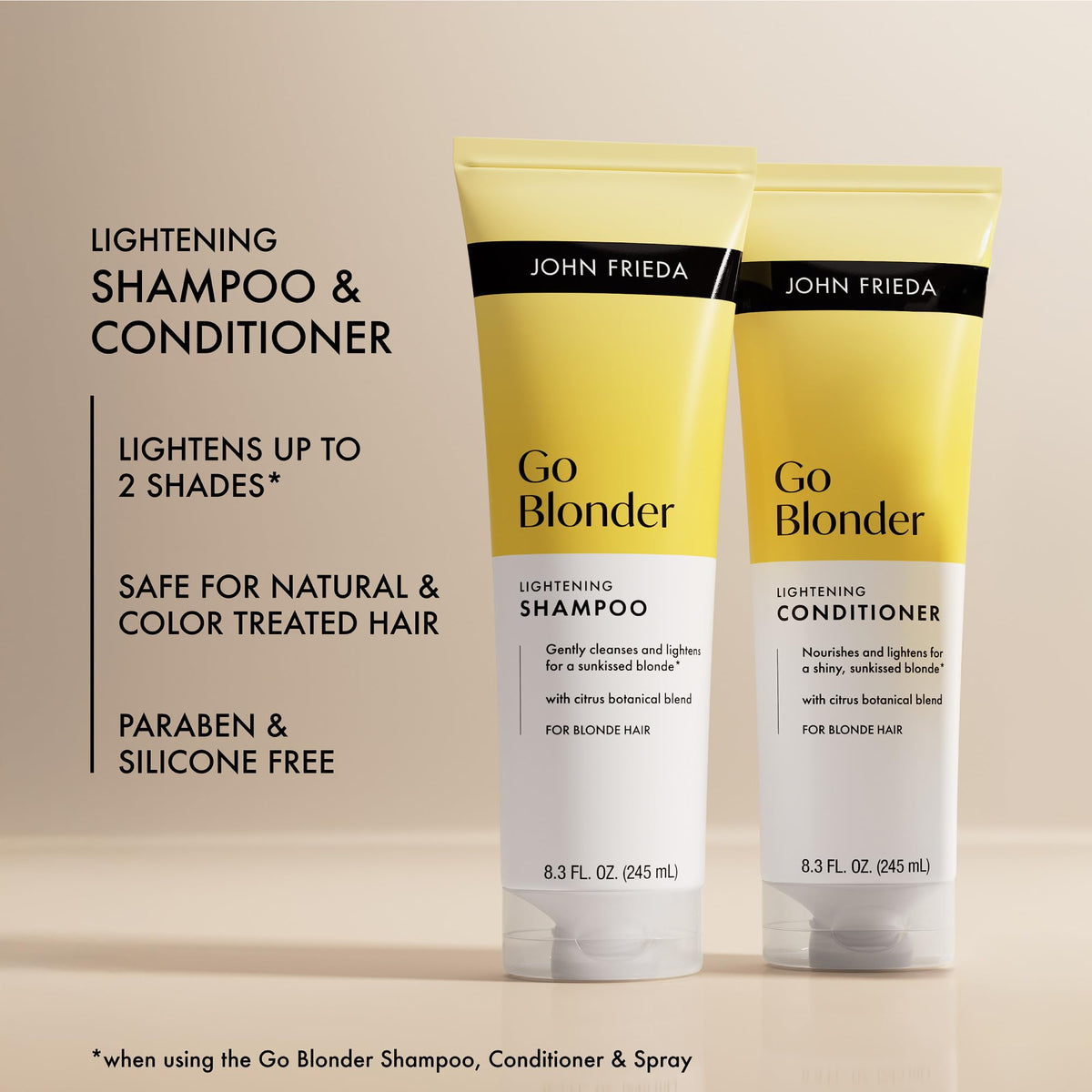 John Frieda Go Blonder Lightening Conditioner bottle close-up