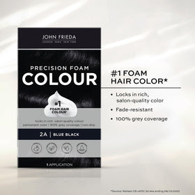 John Frieda Precision Foam Colour Blue Black 2A swatch on hair