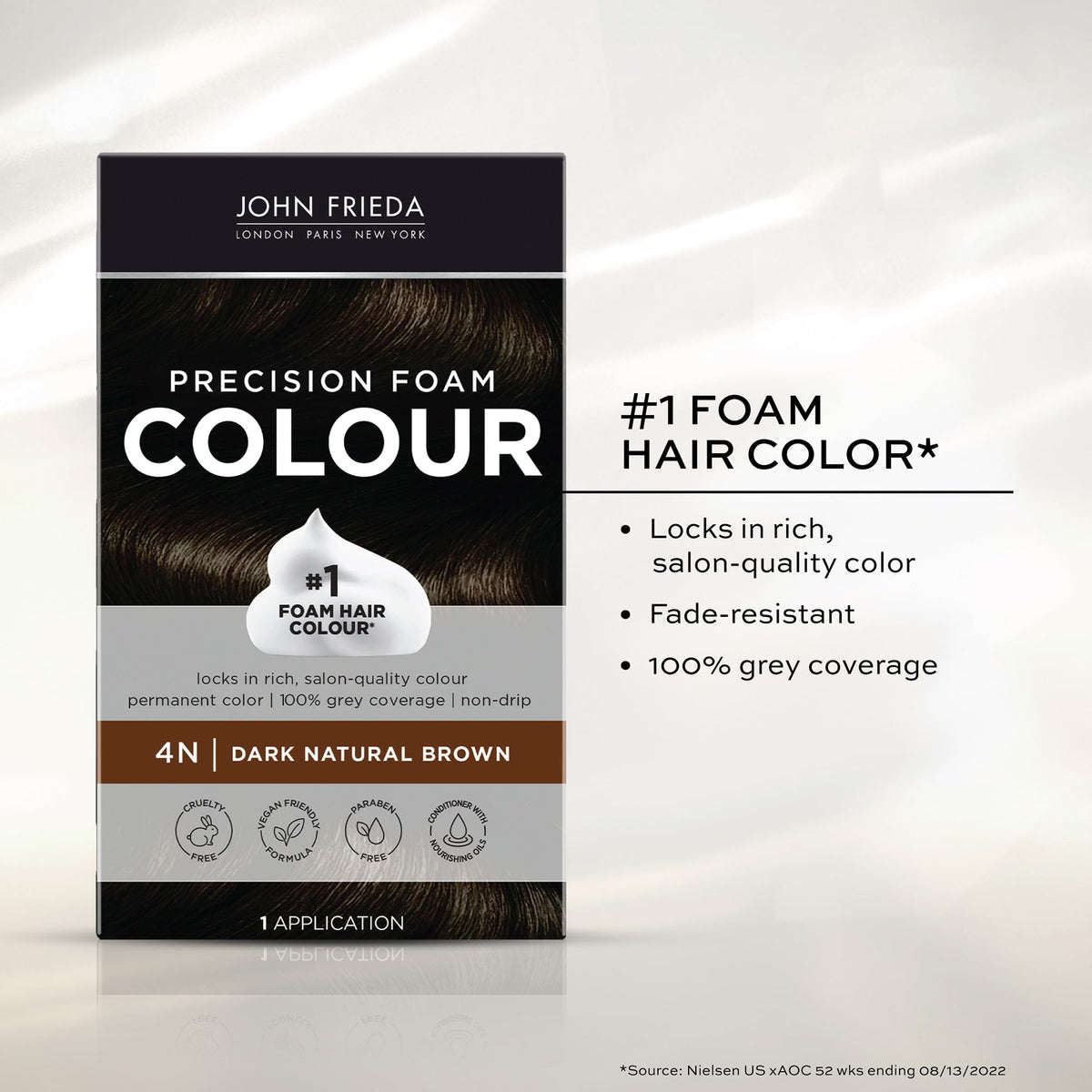 John Frieda Precision Foam Colour Dark Natural Brown 4N foam texture