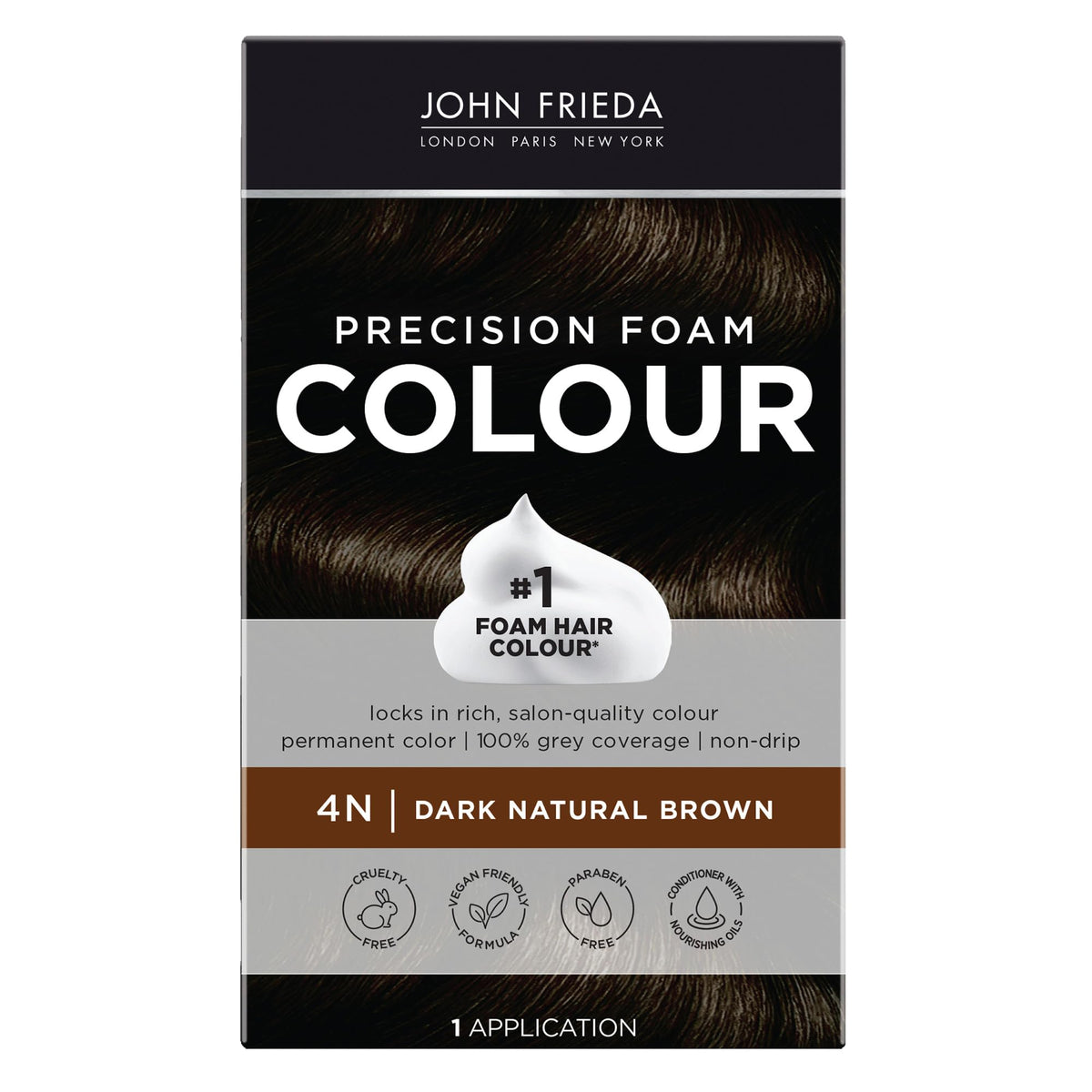 John Frieda Precision Foam Colour Dark Natural Brown 4N front view