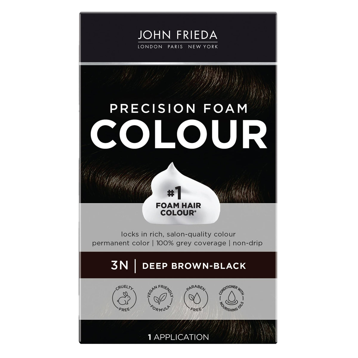 John Frieda Precision Foam Colour Deep Brown Black 3N front view