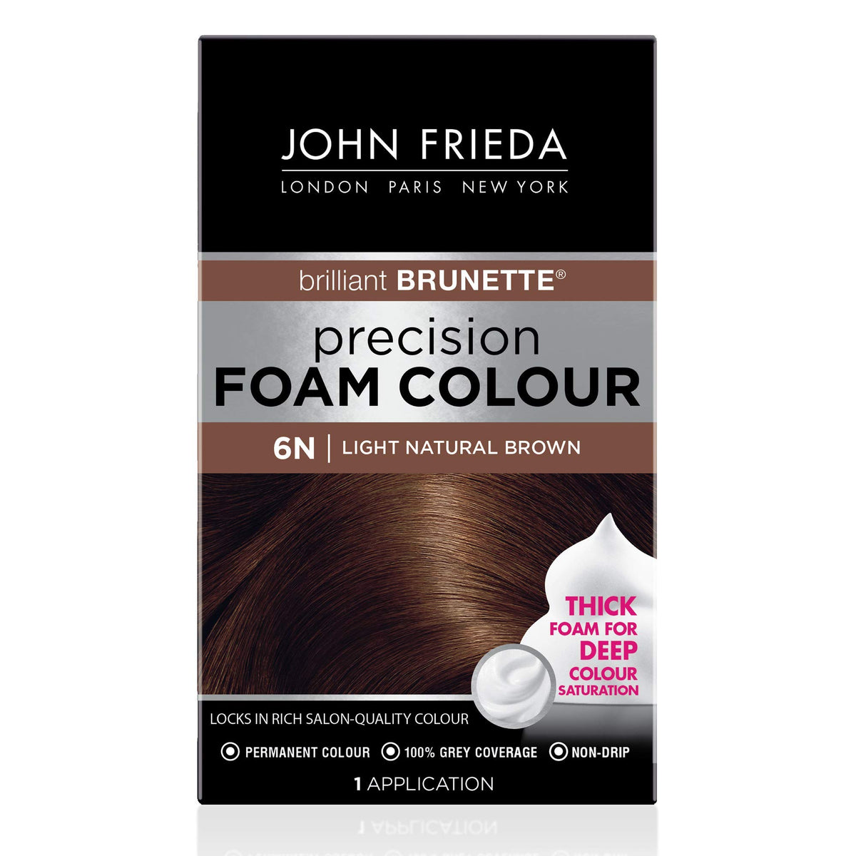 John Frieda Precision Foam Colour Light Natural Brown 6N front view