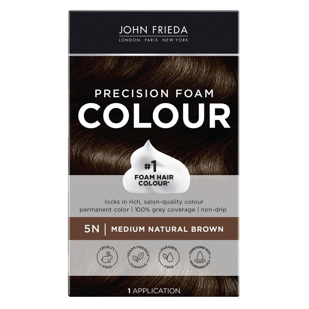 John Frieda Precision Foam Colour Medium Natural Brown 5N front view