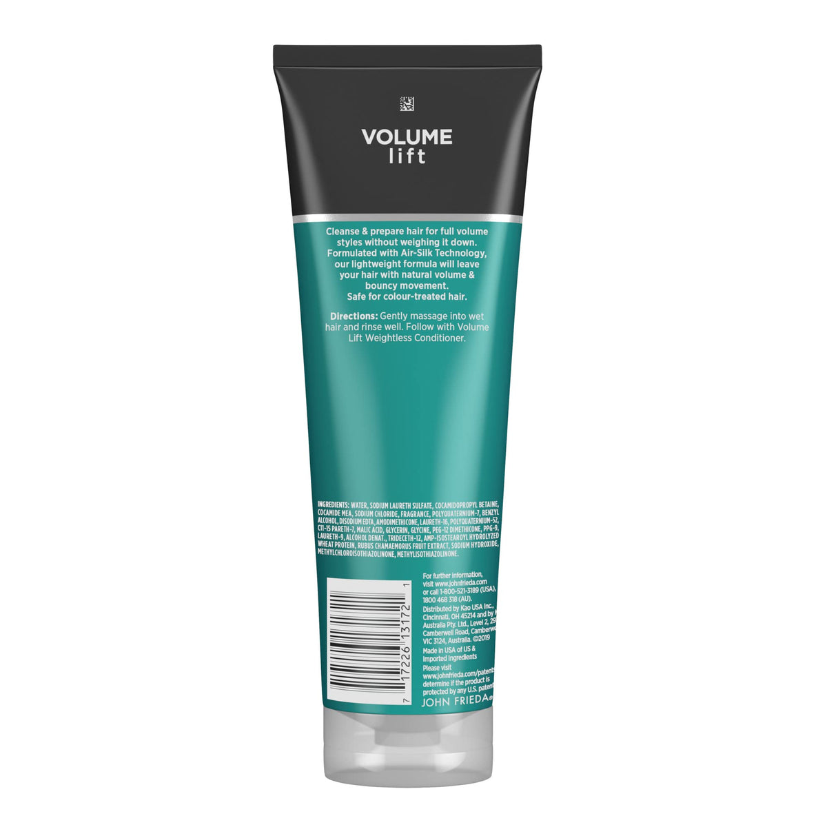John Frieda Volume Lift Shampoo with a lathered hair sample