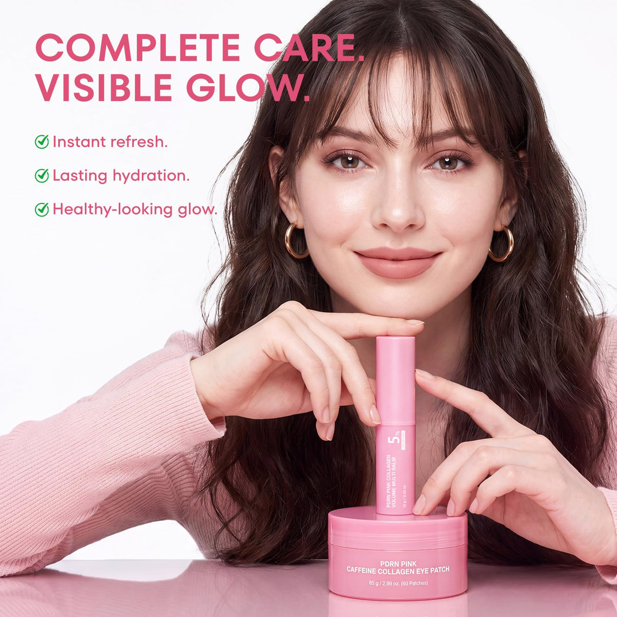 Johohula PDRN Collagen Stick and Eye Patches on a vanity
