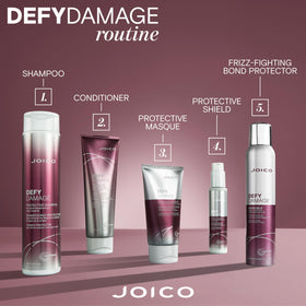 Joico Defy Damage Shampoo in a hair care routine display