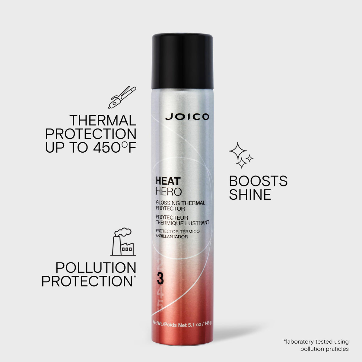 Joico Heat Hero Glossing Thermal Protector packaging side view
