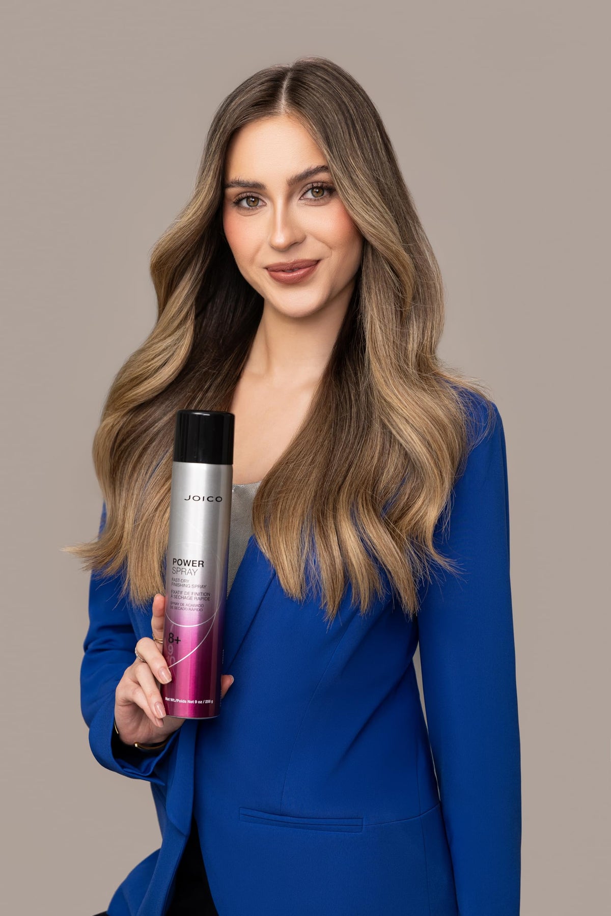 Joico Power Spray bottle back view with ingredient details