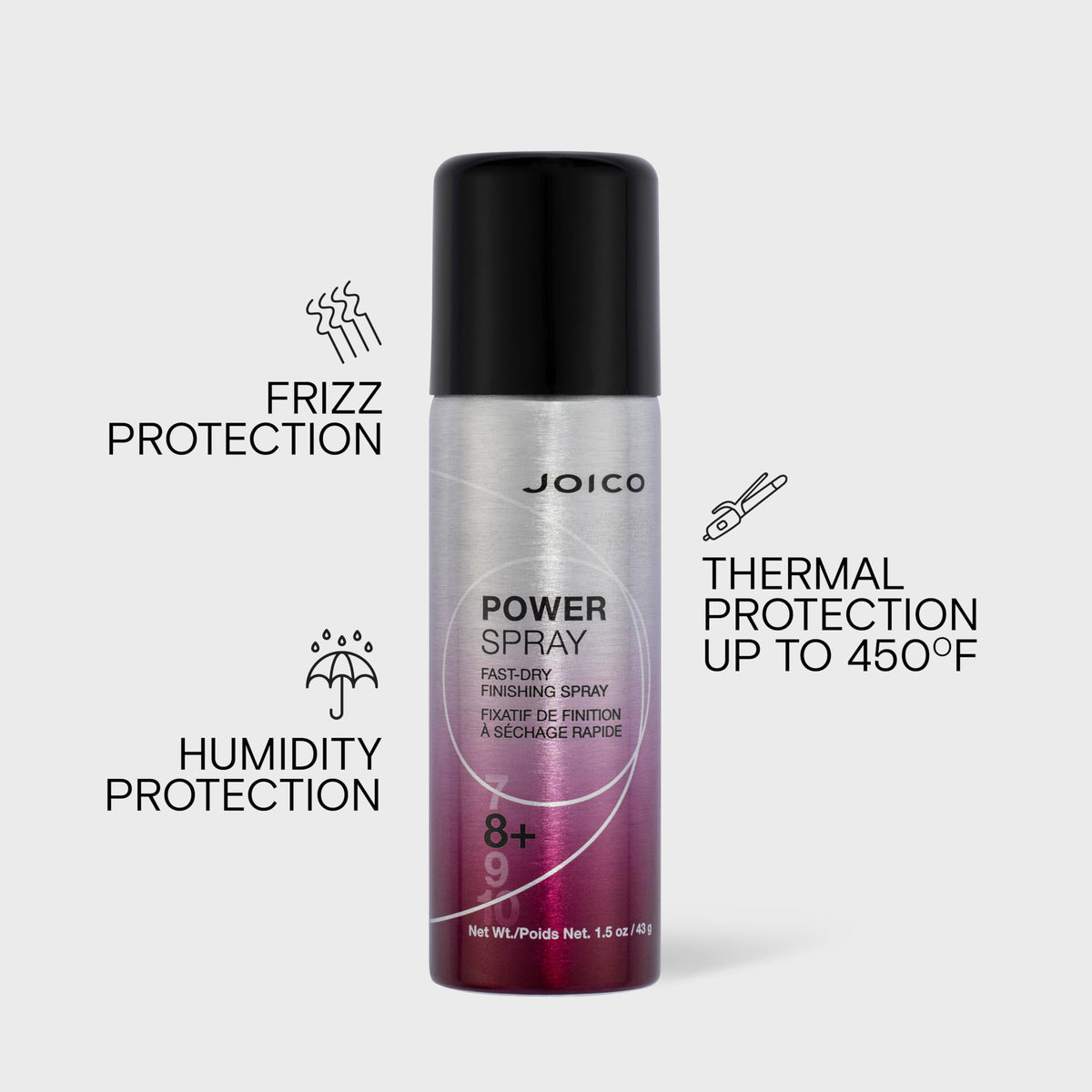Joico Power Spray Fast-Dry Finishing Spray in use on styled hair
