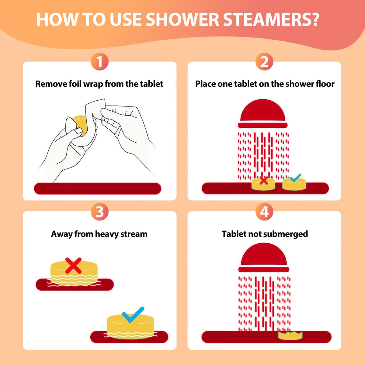 JoJowell Shower Steamers citrus scent in a relaxing shower setting