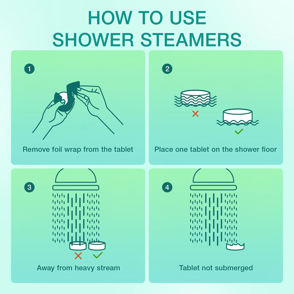 JoJowell shower steamers on a shower shelf