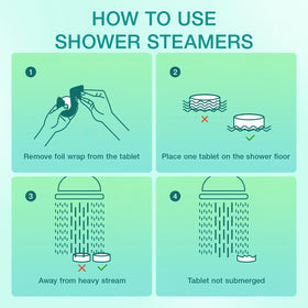 JoJowell shower steamers on a shower shelf