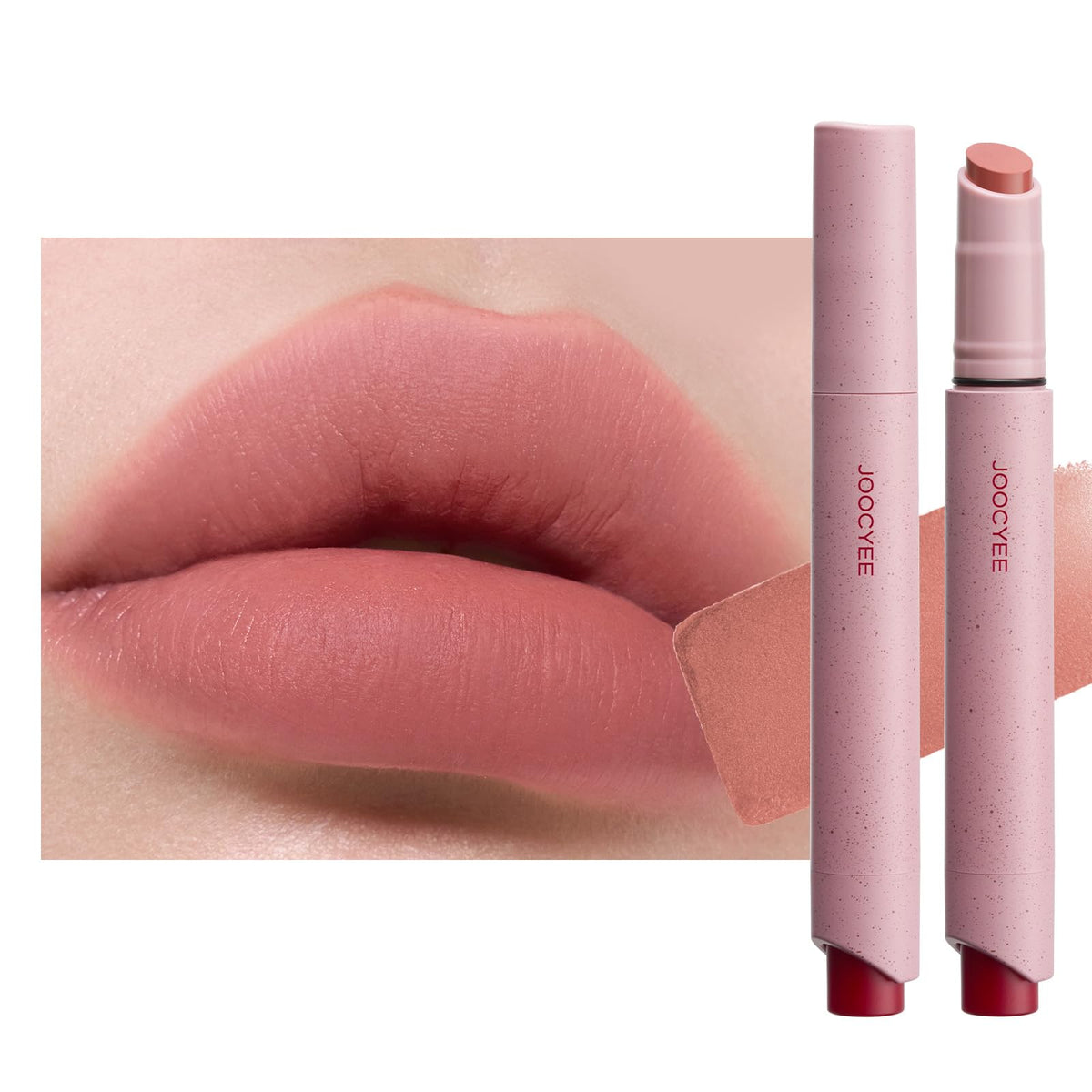 Joocyee Velvet Rouge Matte Lipstick Pencil in grey pink shade front view