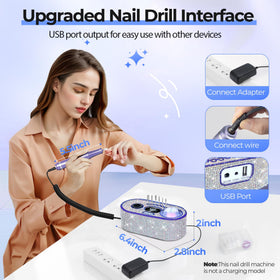 JOSGLOI Nail Drill E-File with USB port for charging