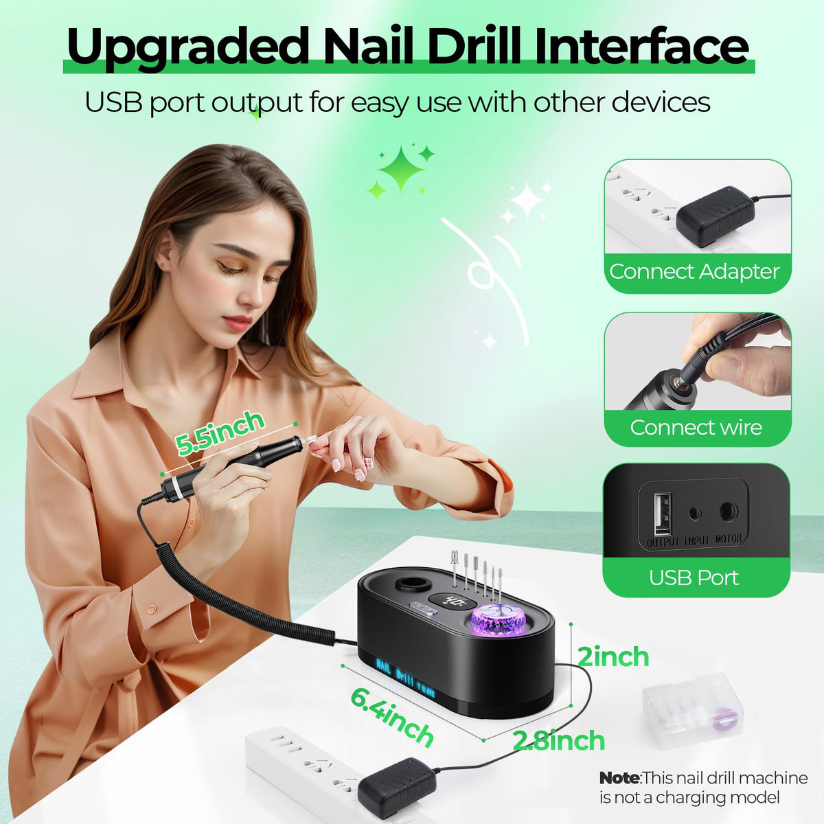 JOSGLOI Nail Drill in use on nails at a manicure station