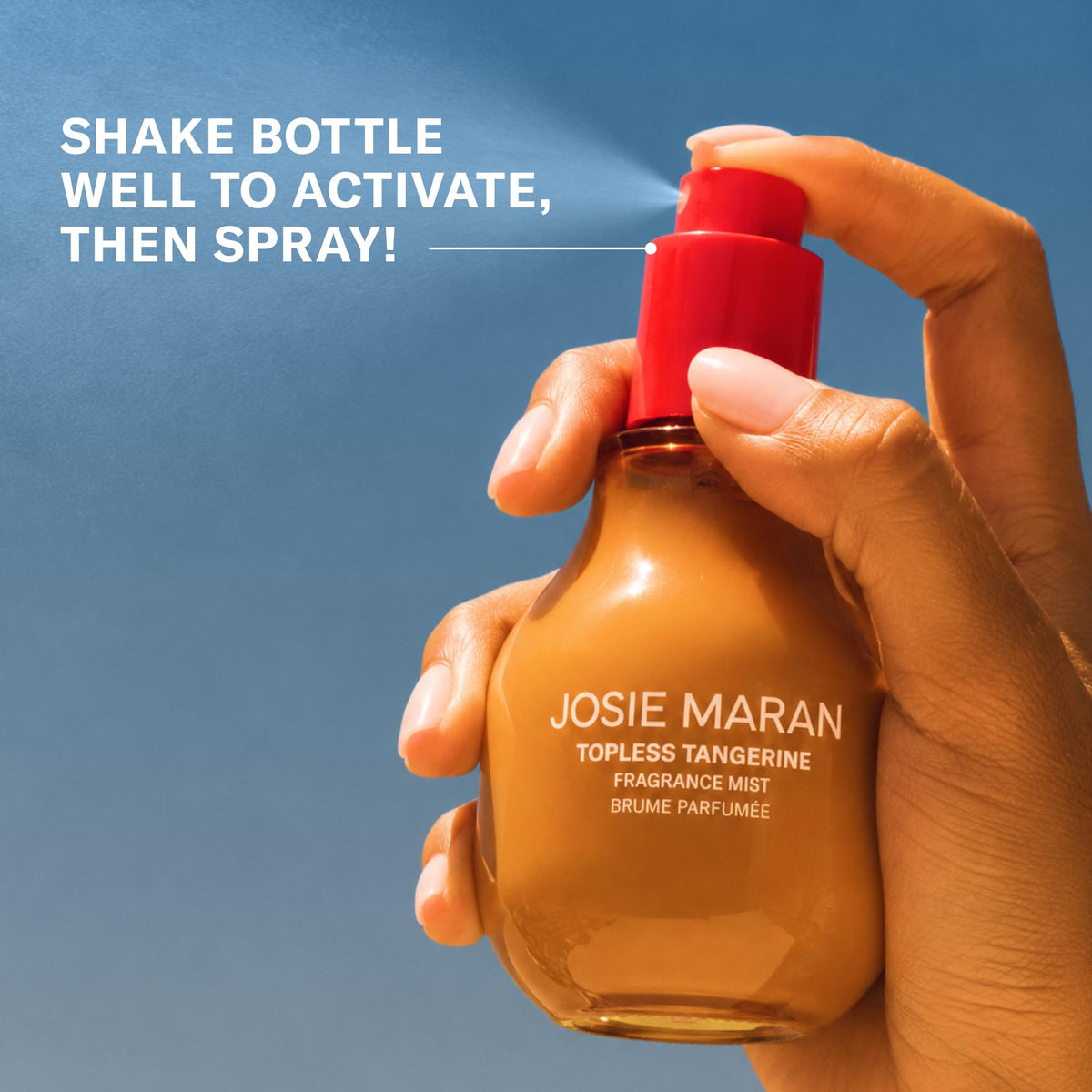 Josie Maran Vanilla Vibezzz fragrance mist in a stylish bag