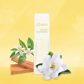 Jovan Island Gardenia Eau de Cologne on a vanity table