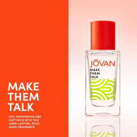 Jovan Make Them Talk Eau de Parfum close-up of label
