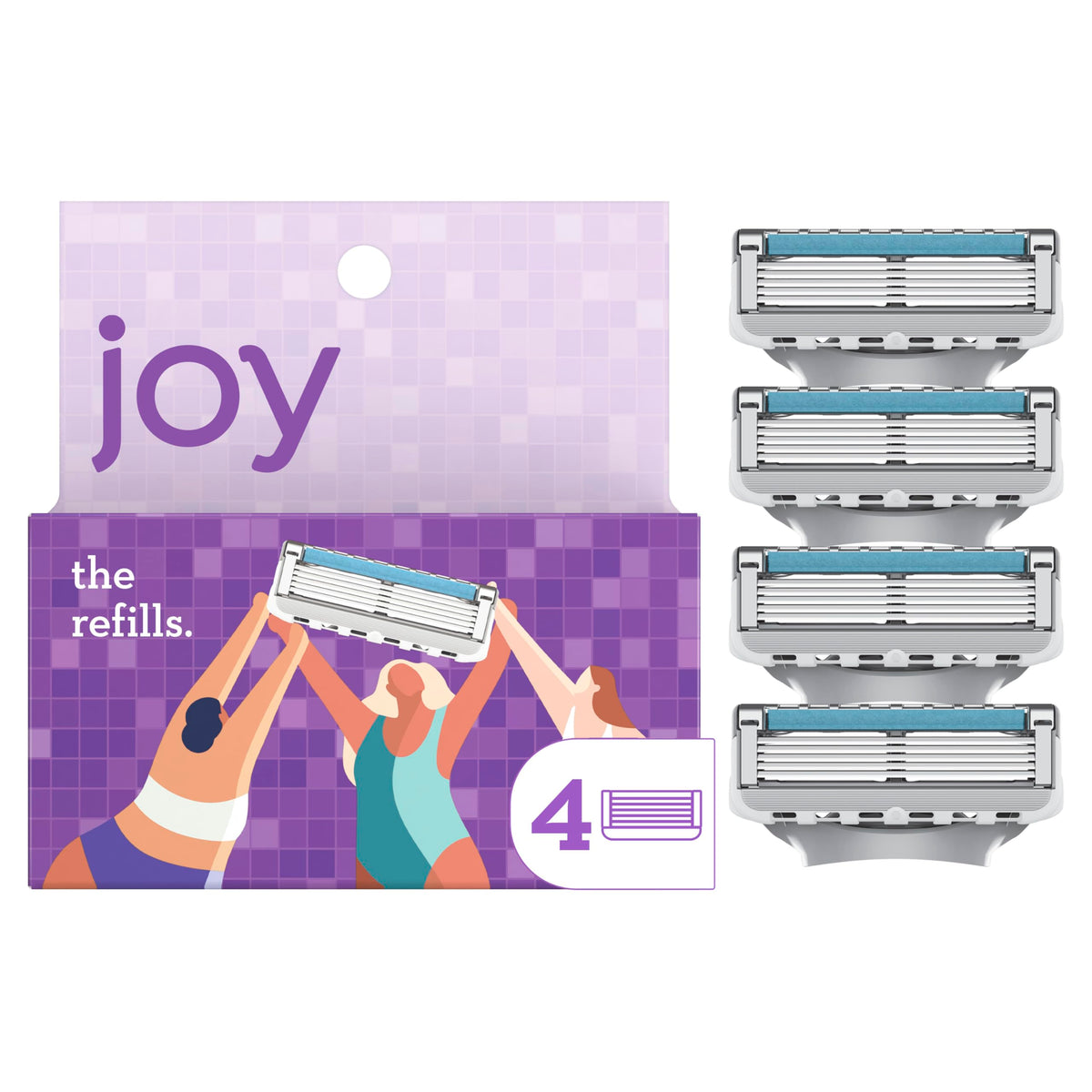 JOY razor blade cartridge refill pack with 4 blades