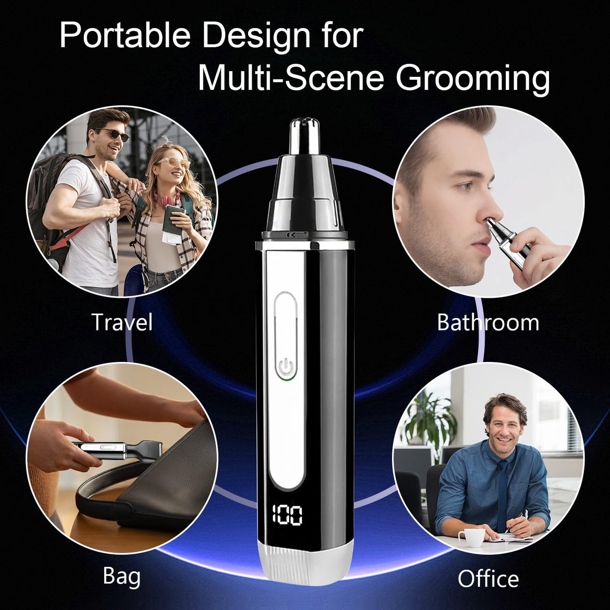 Joy RuDa Nose Hair Trimmer attachments laid out