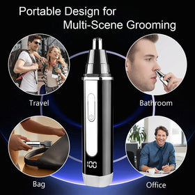 Joy RuDa Nose Hair Trimmer attachments laid out