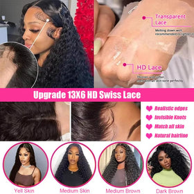 JTMMP 13x6 Deep Wave Lace Front Wig natural hairline