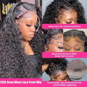 JTMMP 13x6 Deep Wave Lace Front Wig showing adjustable straps