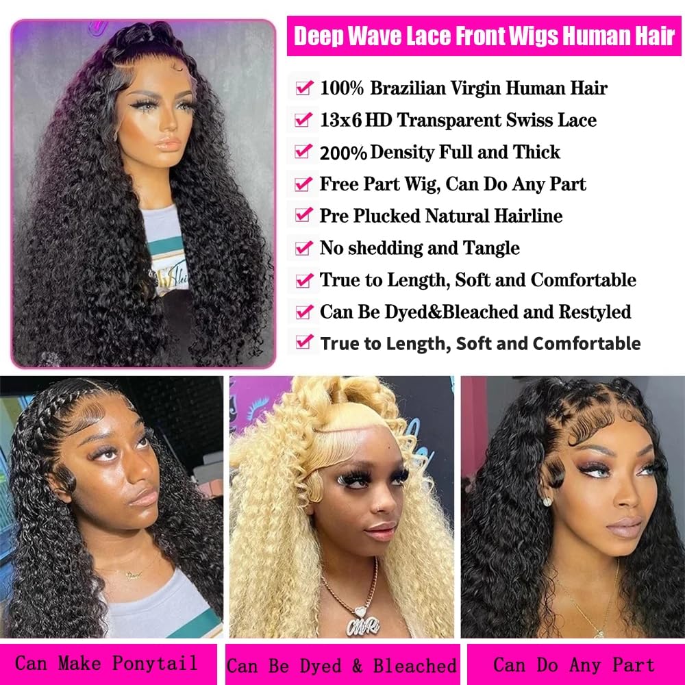 JTMMP 13x6 Deep Wave Lace Front Wig side view