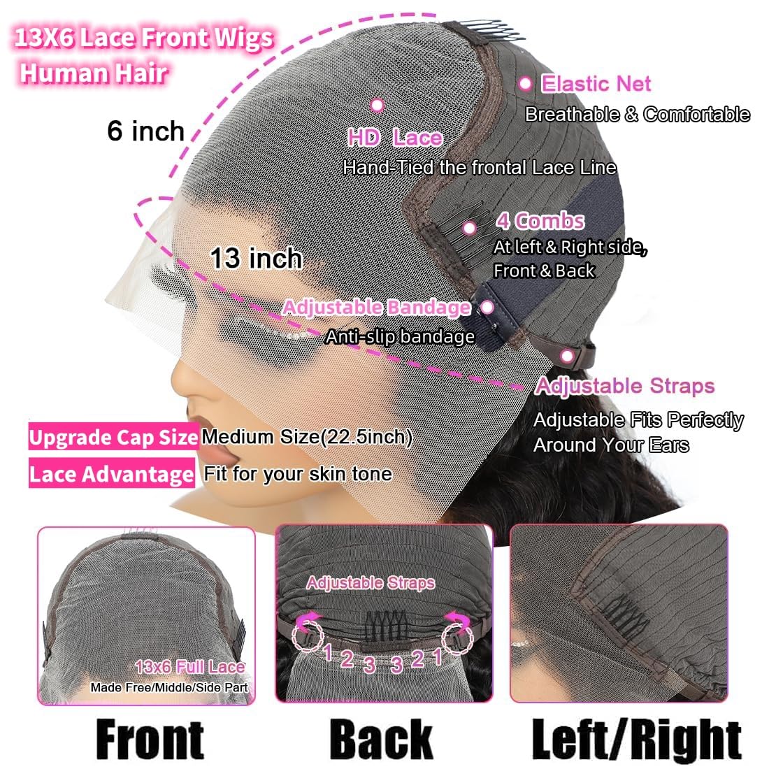 JTMMP 13x6 Deep Wave Lace Front Wig styled in a ponytail