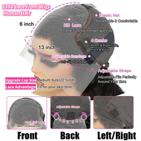 JTMMP 13x6 Deep Wave Lace Front Wig styled in a ponytail