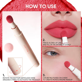 JUDYDOLL Cushion Matte Lip Cream D10 The Idol Pink in natural light