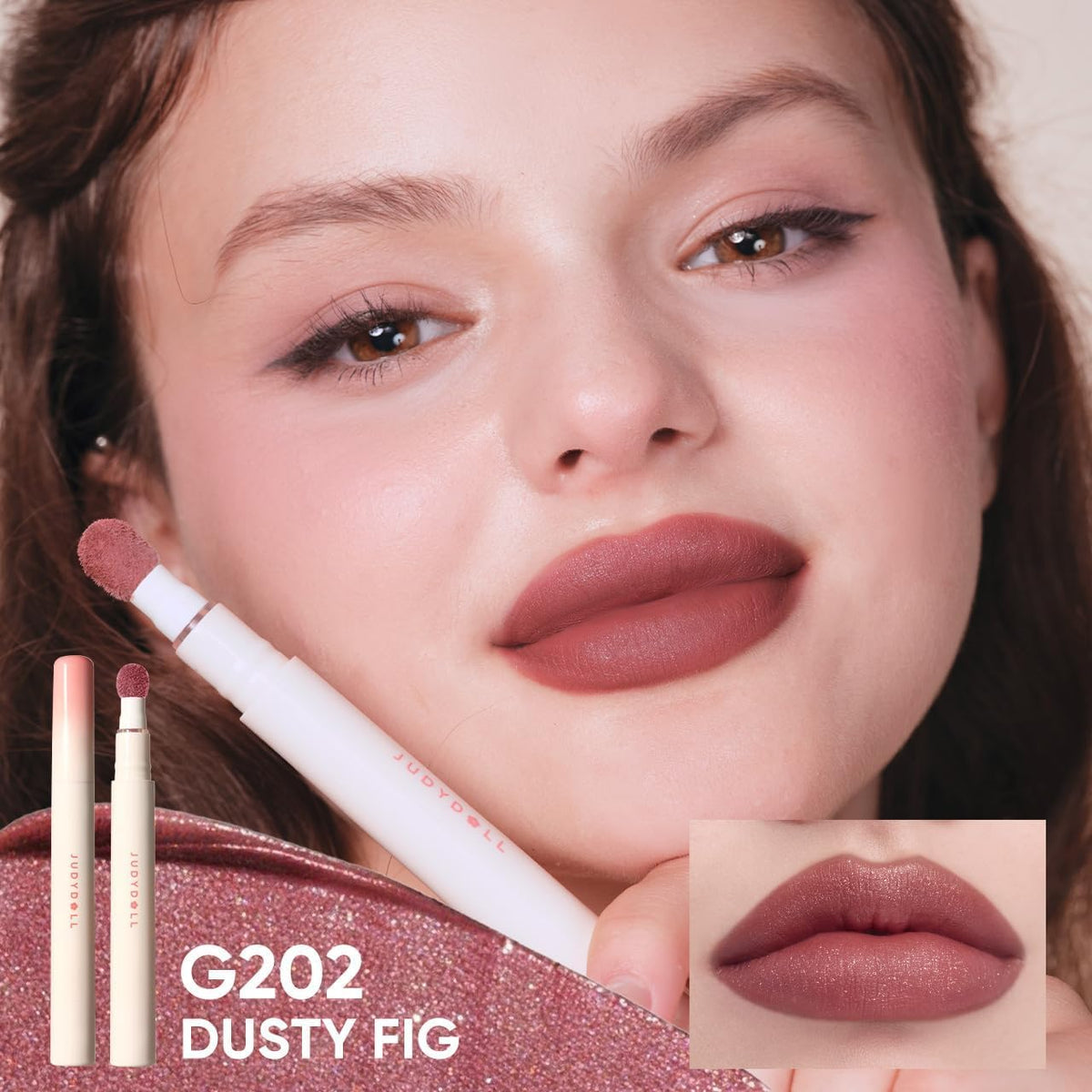 JUDYDOLL Cushion Matte Lip Cream Dusty Fig packaging