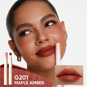 JUDYDOLL Cushion Matte Lip Cream G201 Maple Amber swatch on skin