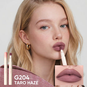 JUDYDOLL Cushion Matte Lip Cream G204 Taro Haze applicator close-up