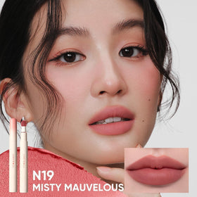 JUDYDOLL Cushion Matte Lip Cream N19 Misty Mauvelous swatch on skin
