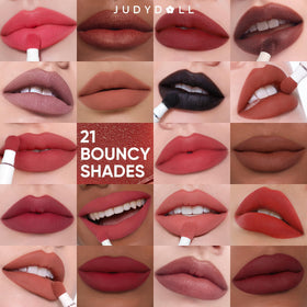 JUDYDOLL Cushion Matte Lip Cream Natural Nude displayed with accessories