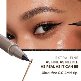 JUDYDOLL Ultra-Fine Liquid Eyeliner Deep Brown applied on eyelid