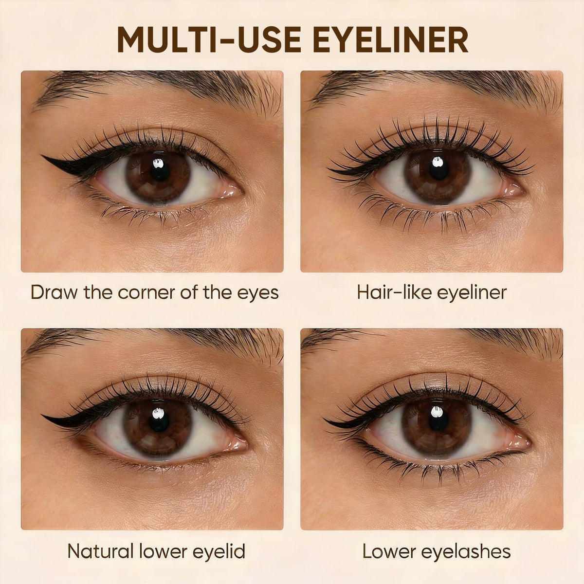 JUDYDOLL Ultra-Fine Liquid Eyeliner Deep Brown with other makeup products