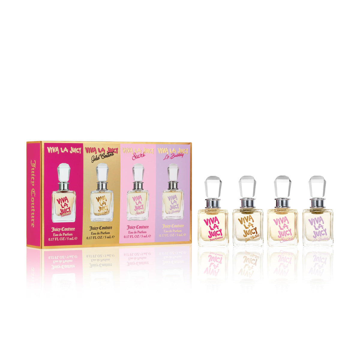 Juicy Couture Viva La Juicy Mini Gift Set front view with four travel-size bottles