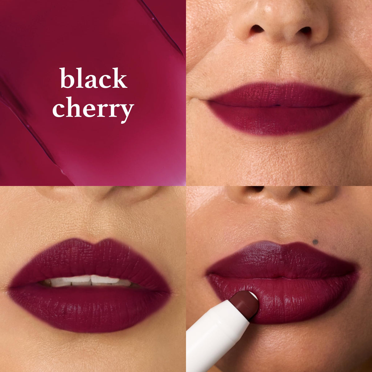 Julep It’s Balm Black Cherry swatch on skin