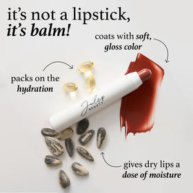 Julep It’s Balm Moisturizing Lip Color Roasted Peach applied on lips