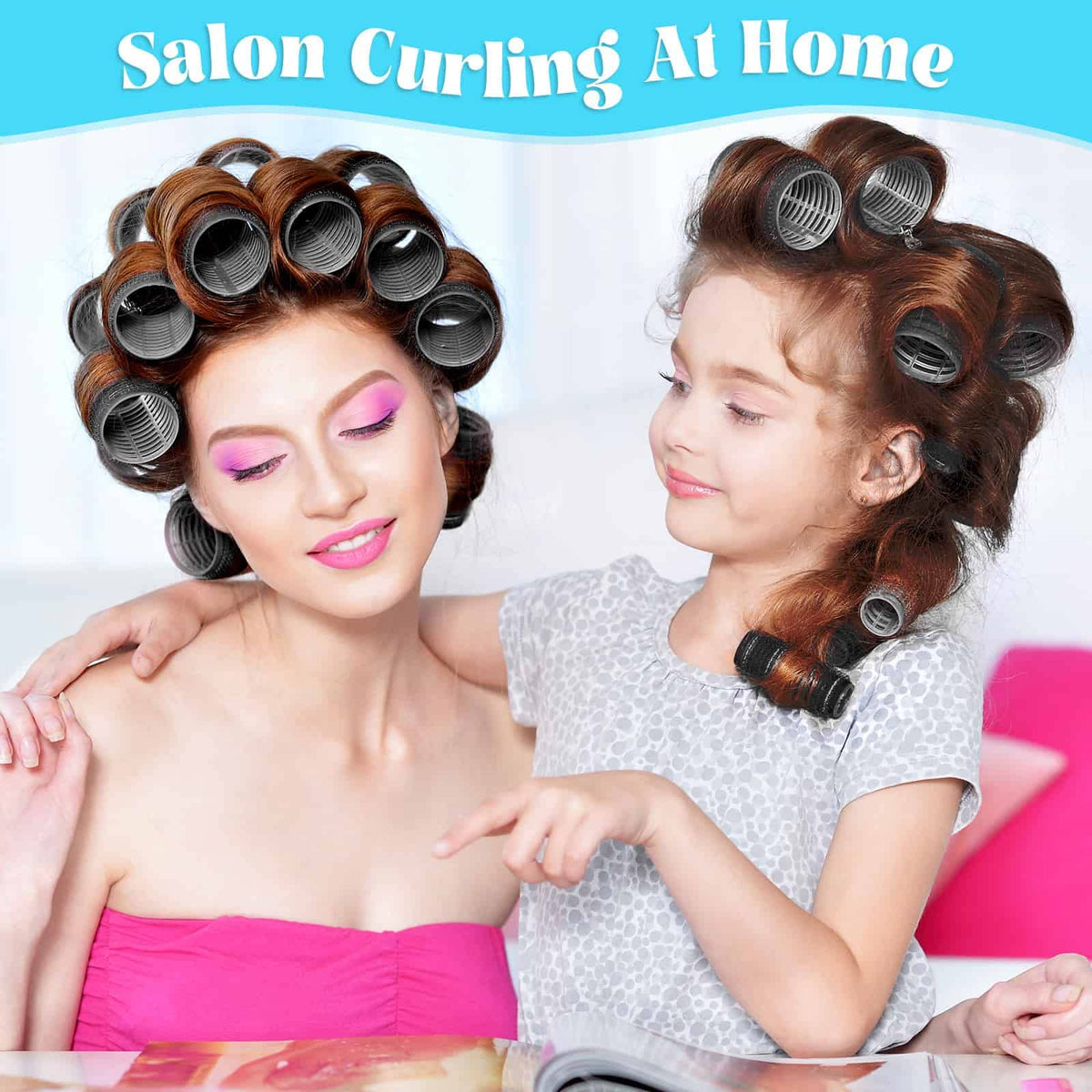 Jumbo hair rollers displayed on a white background