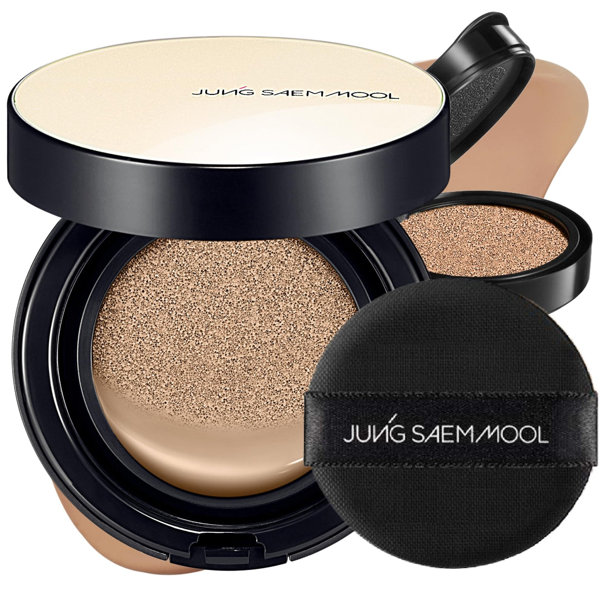 JUNG SAEM MOOL Skin Nuder Cushion Foundation front view with SPF 50 label