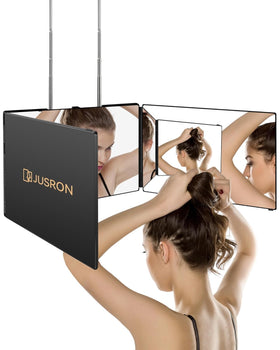 JUSRON 360° Self Hair Cutting Mirror front view with clear HD glass